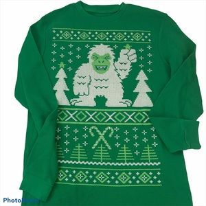 Christmas Holiday Yeti Thermal Top Sz Med